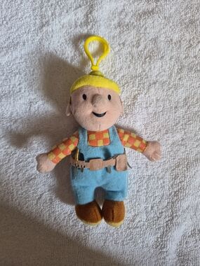 Vintage Bob The Builder Plush Toy Key Ring Bag Charm